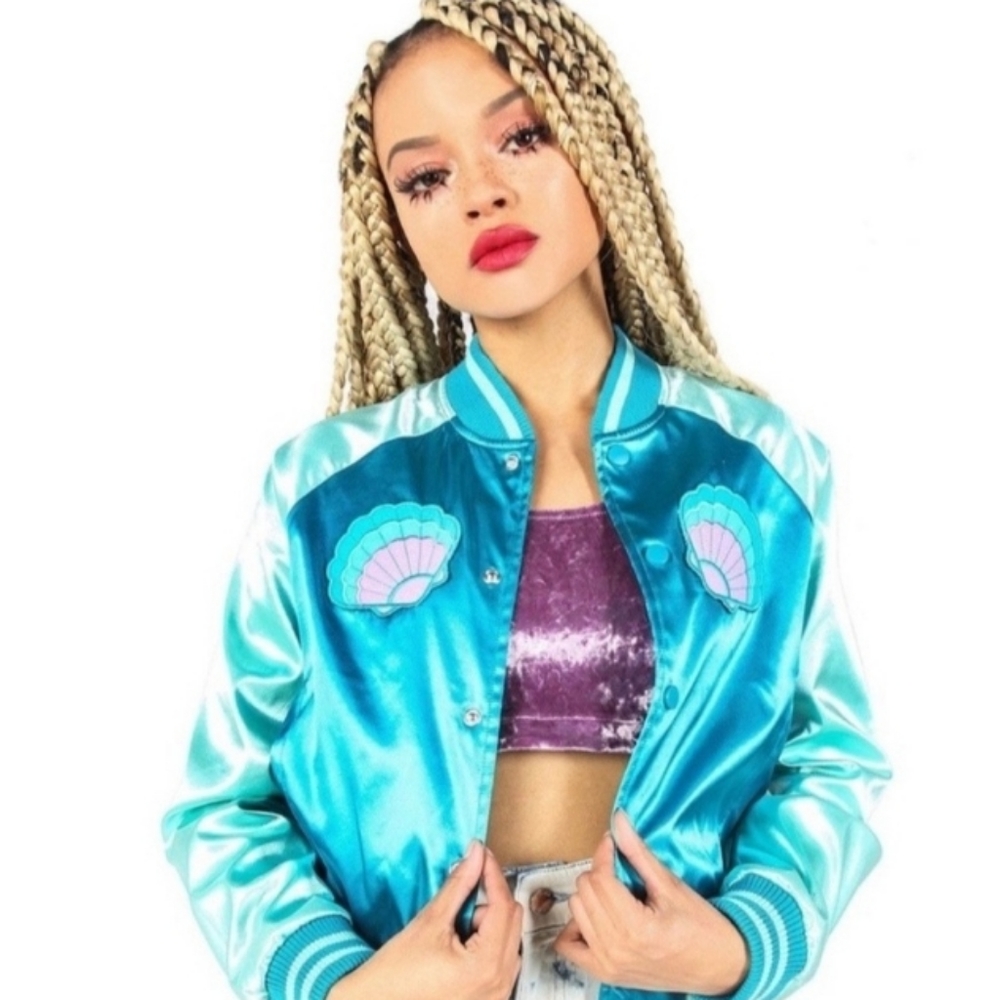 NWT Iron Fist Mermaid Bomber Satin Jacket